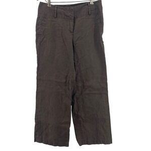 Willi Smith Wide Leg Linen Trousers Womens 6 Brown Cropped Lagenlook Euro Summer